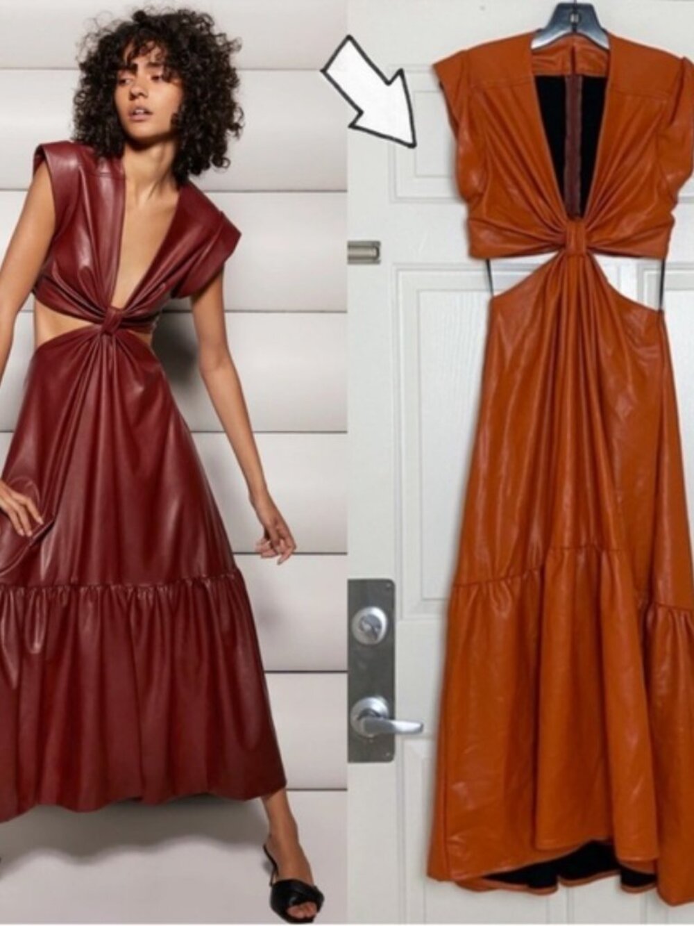 A.L.C. Alexandria Cutout Vegan Leather Dress in Rust